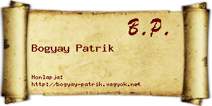 Bogyay Patrik névjegykártya